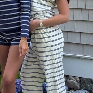 Navy and White Striped Women's Jumpsuit